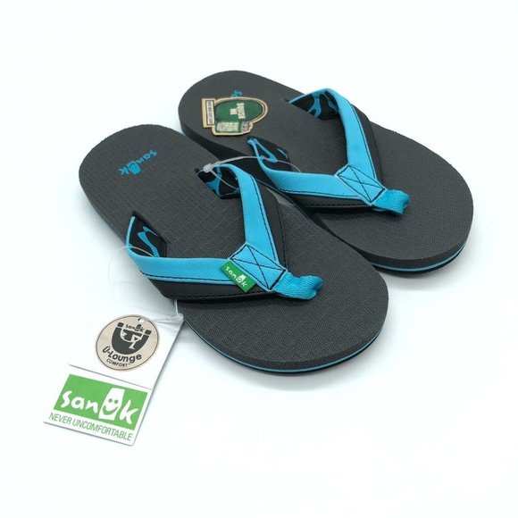 Sanuk Boys Girls Rootbeer Cozy Light Flip Flop Sandals Blue Black 11-12 - Picture 1 of 5